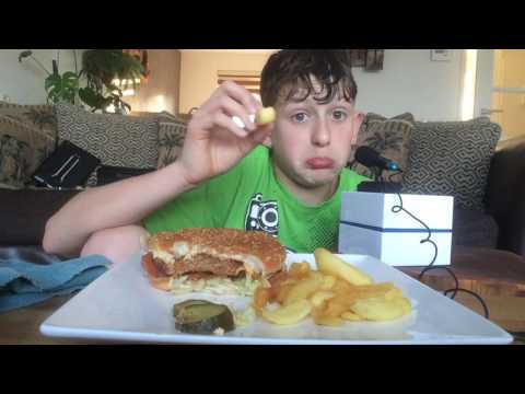 Asmr eating French fries and hamburger