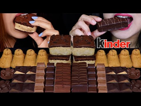 ASMR MILK & DARK CHOCOLATE KINDER RIEGEL, BROWNIE ICE CREAM SANDWICHES, CARAMEL CAKE BARS, LOACKER