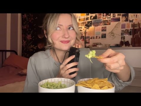 ASMR | eating green goddess salat with tortilla chips | german whispers