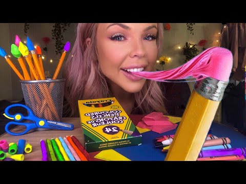 ASMR EATING EDIBLE CANDY SCHOOL SUPPLIES (FAKE) MOST ODDLY SATISFYING EATING SOUNDS (HIGHEST VOLUME)