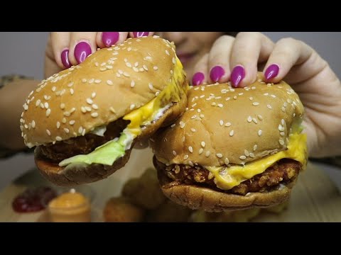 ASMR BURGERKING CRISPYCHICKENx2 / HOT GHEESE BALLS / FRIES / no talking / CREMA ASMR #asmr #mukbang