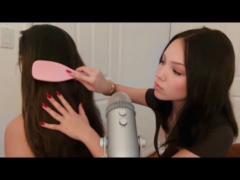 real person hairplay ASMR (hair brushing, braiding & scratching)
