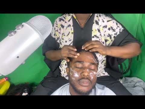 Asmr satisfying beard play, face and head massage.