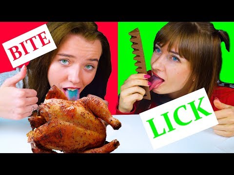 BITE OR LICK ASMR FOOD CHALLENGE | EATING SOUNDS LILIBU