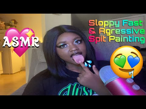 ASMR Sloppy Fast & Aggressive Spit Painting 💦🎨 #asmr #asmrtingles  #spitpainting #asmrspitpainting