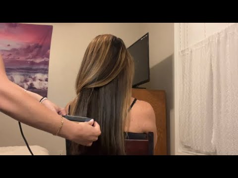 ASMR: brushing/straightening hair + light touch massage ✨ (soft spoken, lofi)