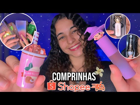 ASMR | ABRINDO E TESTANDO MAQUIAGENS FOFINHAS DA SHOPEE - tapping, som de boca, scratching...