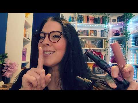 ASMR- Shhh, Friend Does Your Makeup In The Library 💄📚 (Quiet Whispers, Tapping, Mouth Sounds)