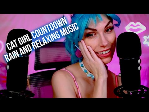 ASMR Countdown for Sleep | Relaxing Rain and Music | Cat Girl Cosplay