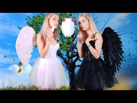 TWIN ASMR  But It's Halloween 🔥ANGEL & DEVIL 💕 4K