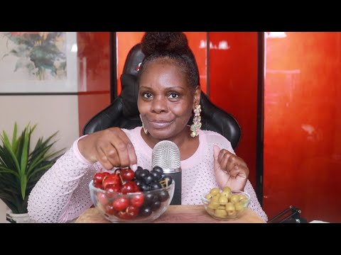 Black Grapes Cherries Olives ASMR Eating Sounds