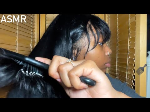 ASMR| Hair Brushing🪮, Mouth Sounds, & Hand Movements + Words of Encouragement ASMR✨