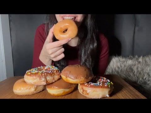 KRISPY KREME DONUTS ASMR EATING *SOFT EATING SOUNDS*