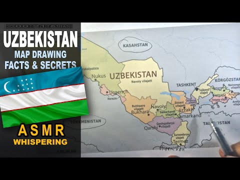 UZBEKISTAN !! map contour outline & regions | Facts and Secrets | ASMR whispered geography facts