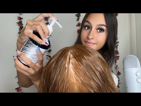 ASMR| Bestie WASHES your hair *scalp massage,water sounds,etc*💆🏼‍♀️