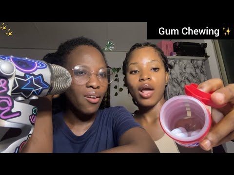 ASMR GUM CHEWING with my SISTER