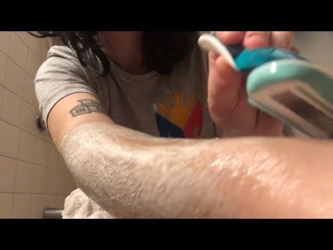 ASMR Shaving my extremely hairy arms + applying serum 🪒💧(satisfying, whispered, water sounds)