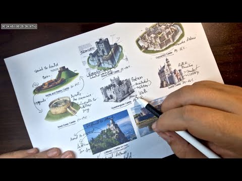 ASMR: All Types of 🏰 Castles in Medieval Europe with facts & stats | ASMR History & tracing