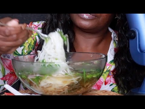 Big Bowl Rice Noodles ASMR Eating Sounds