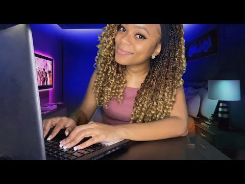 ASMR 💻 Big Sis Sets Up Your Online Dating Profile For the New Year 🎉 | Gum Chewing | Typing Sounds 💜