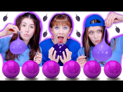 ASMR Purple Food Jelly Balls, Grape Tok Tok Jelly, Sour Candy Spray | Eating Mukbang 먹방