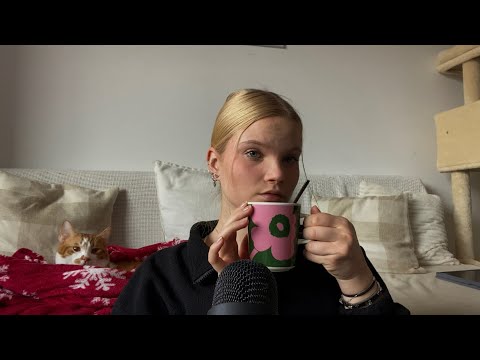 ASMR cozy tea slurping, mouth sounds & clicky whispers ☕️🐾