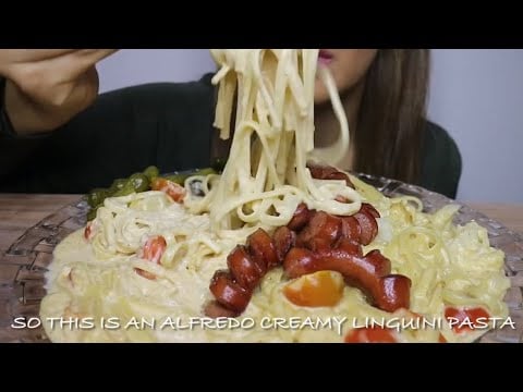 ASMR CREAMY ALFREDO PASTA / SAUSAGE / ENOKI MUSHROOMS / no talking / CREMA ASMR #asmr #alfredopasta