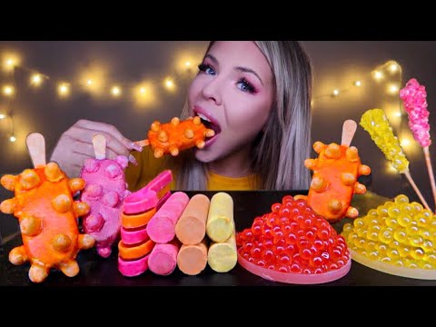 ASMR BUBBLE ICE CREAM BARS, SPOONS, POPPING BOBA, ROCK CANDY, MAGNUM ICE CREAM MUKBANG 먹방