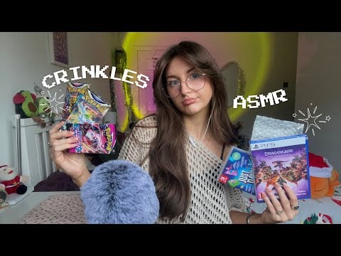 ASMR for people who love crinkles (plastic wrap, bubble wrap, sticky tapping) Pokémon Advent Day 5