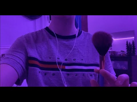 Brushing your face and whisper rambling ASMR