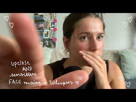 ASMR random Face touching w gentle whispers+mouthsounds
