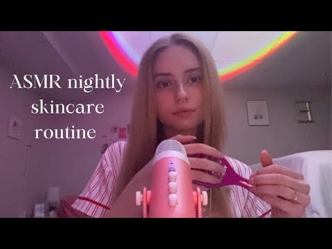 ASMR my nightly skincare routine (tapping, hair brushing, mouth sounds, rambles, etc.)