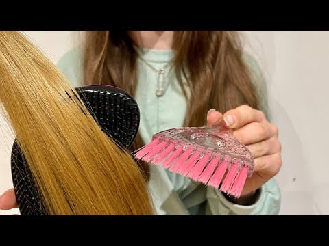 ASMR Relaxing hair brushing + scalp oiling | lo-fi | brushing your hair | No talking