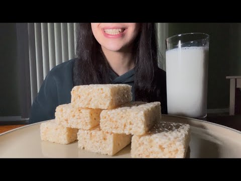 RICE KRISPIE TREATS ASMR EATING *STICKY EATING SOUNDS*