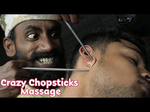 Crazy Massage With Chopsticks ASMR and cracking | Head Massage | Neck Cracks