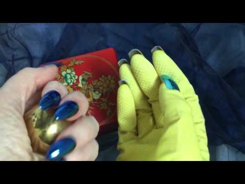 Rubber Glove🔷 LONG METALLIC NAILS🔴ゴム手袋🔴 Tapping&Scratching [[ASMR]]
