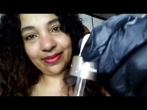 ASMR Massagem no seu rosto (Luvas, óleos, maquininhas, sons de boca, e movimentos)