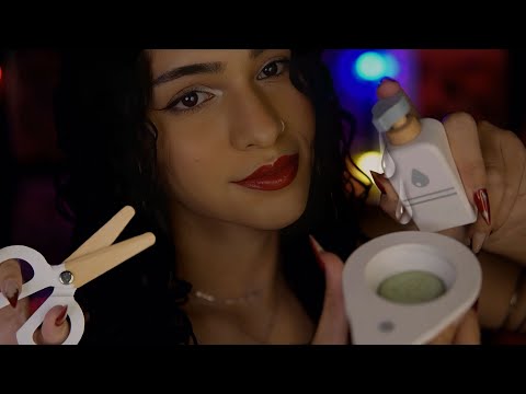 ASMR ATENÇÃO PESSOAL COM OBJETOS DE MADEIRA 🪵 SKIN CARE, MAQUIAGEM E CABELO  💤