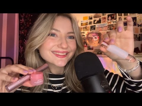 ASMR | pink trigger assortment with over explaining, tracing & mouthsounds