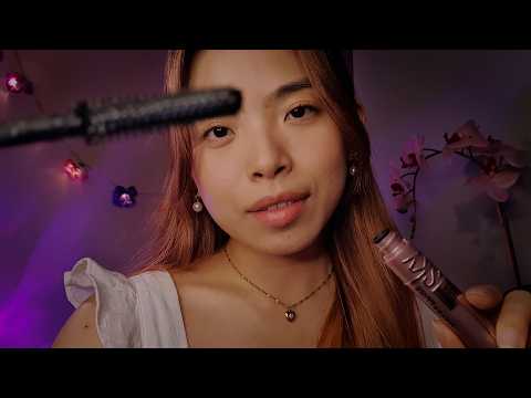 Gently doing your lashes until your eyes feel heavy 💓💤 ASMR Lash Brushing, Curling & Mascara