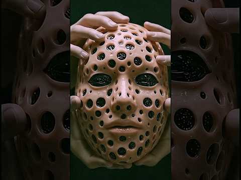I Pressed This Mask… And THIS Happened 👀  #asmr #trypophobia #squeezie #horror