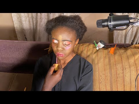 ASMR SOFT WHISPER MAKEUP APPLICATION ON MY MODEL WITH GUM CRACKING.