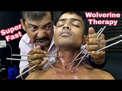 Wolverine Asim Barber Super Fast Head And Neck Massage With Chopstick | Hair Crack Neck Crack ASMR