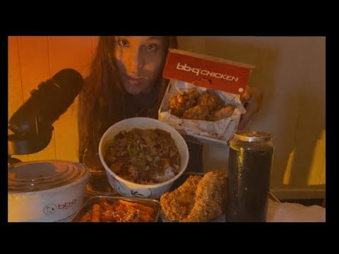 ASMR Mukbang, fried chicken🍗, ttebokki, kimchi fried rice 🔥🔥
