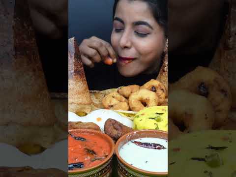 ASMR Eating Crispy Masala Dosa,Egg Dosa,Sambar Idli Vada,Poori South Indian Food ASMR Eating Video