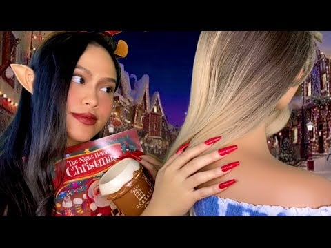 ASMR 🎄Santa’s Elf Plays W/ Your Hair + Back Scratch / Tracing & Face Touching | Christmas RP Accent