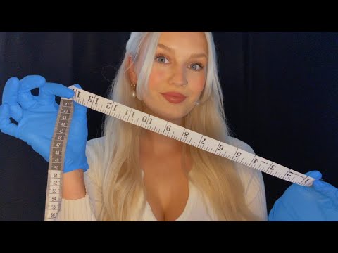 ASMR Face Measuring Role Play with Latex Gloves 📏 Up Close Breathy Whispers