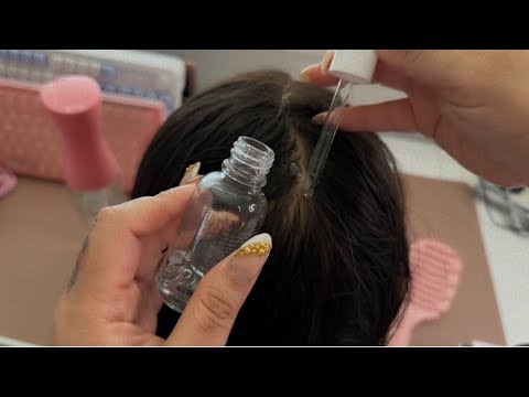 ASMR Scalp treatment for your dry & itchy scalp-(hair parting & scratching) 💆🏻‍♀️