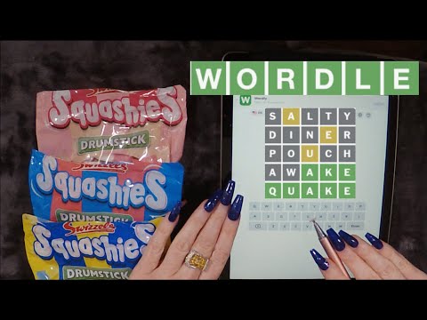 ASMR Eating Squashies & WORDLE on iPad | Whispered Game Play