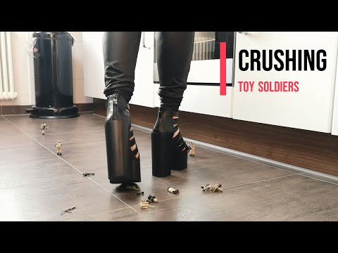 Stepping on toy soldiers with high heels while working in the kitchen #asmr #crush #shoes #legs